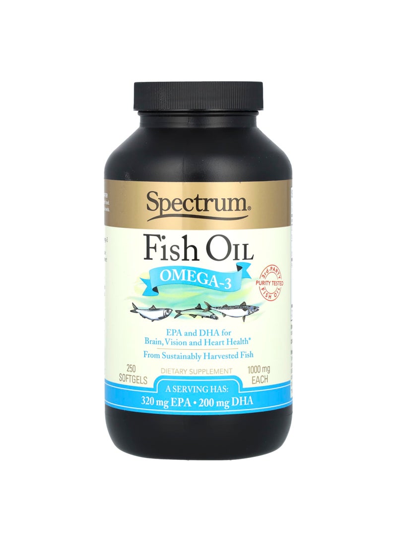 Fish Oil, Omega-3, 250 Softgels (500 mg per Softgel)